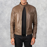 Gatsby Men's Mocha Leather Biker Jacket