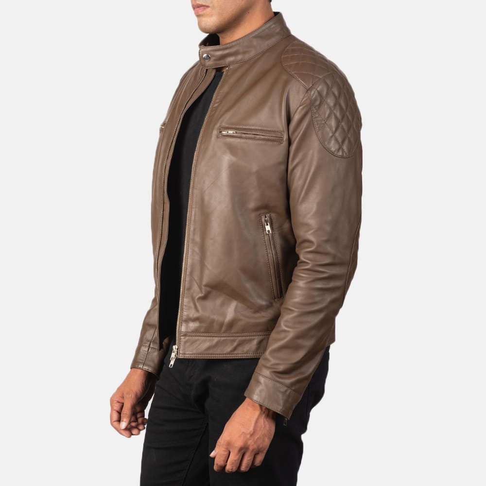 Gatsby Men's Mocha Leather Biker Jacket