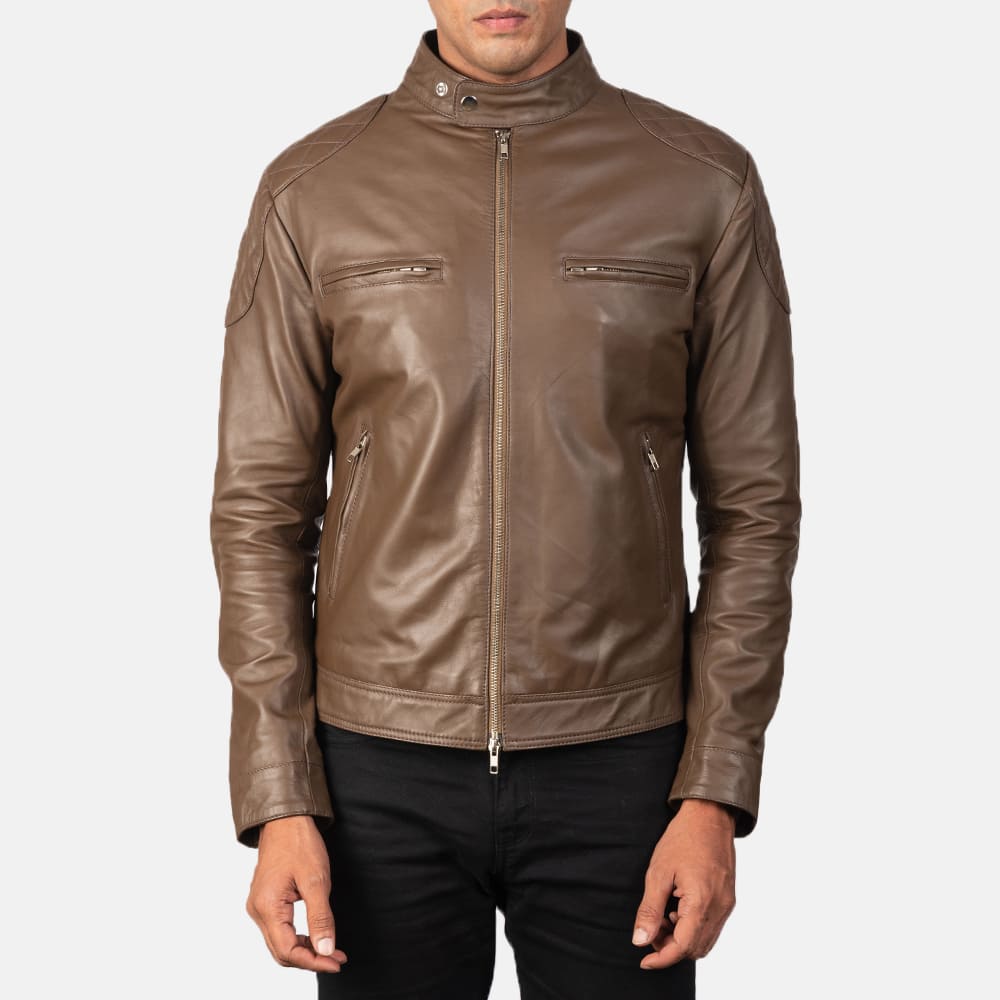 Gatsby Men's Mocha Leather Biker Jacket