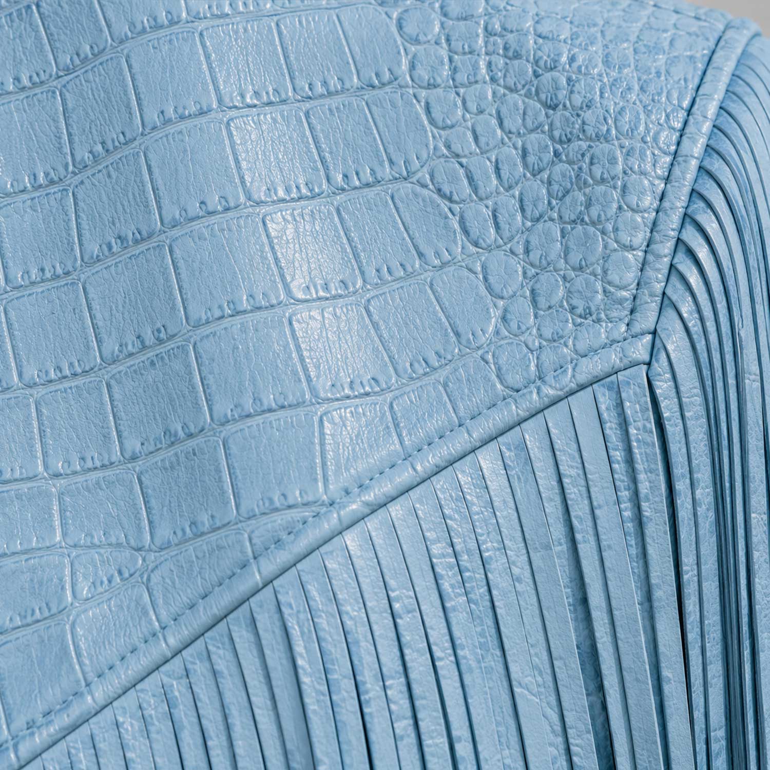 Women's Croc Embossed Fringe Leather Jacket
Luxury Ice Blue Leather Jacket
Premium Crocodile Embossed Leather
Handcrafted Fringe Leather Jacket
Luxury Western Leather Fashion
Genuine Cowhide Leather Jacket
Premium Fringe Craftsmanship
Crocodile Leather Texture Close-Up
Shoulder Fringe Detail
Front Fringe Detail
Back Fringe Detail
Premium Leather Sleeve Detail
Luxury Editorial Leather Style
Designer Western Fringe Jacket
SaltCo Aurora Leather Collection