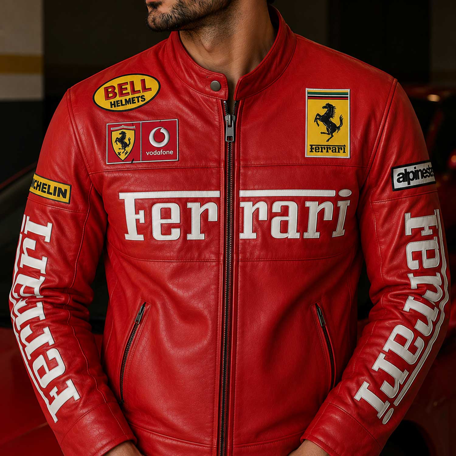Motorsport enthusiasts
Motorcycle lovers
Racing fans
Automotive enthusiasts
Streetwear outfits
Casual everyday wear
Racing-inspired fashion
Men and women
Gift for leather jacket lovers