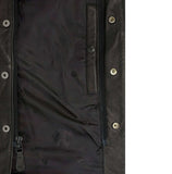 Black Calfskin Leather Moto Vest