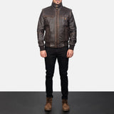 Strathmoor Brown Leather Bomber Jacket