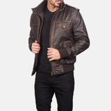 Strathmoor Brown Leather Bomber Jacket