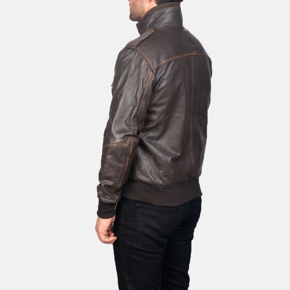 Strathmoor Brown Leather Bomber Jacket