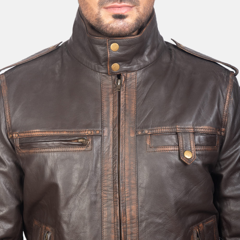 Strathmoor Brown Leather Bomber Jacket