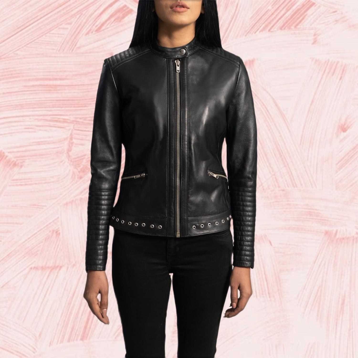 Haley Ray Black Leather Biker Jacket