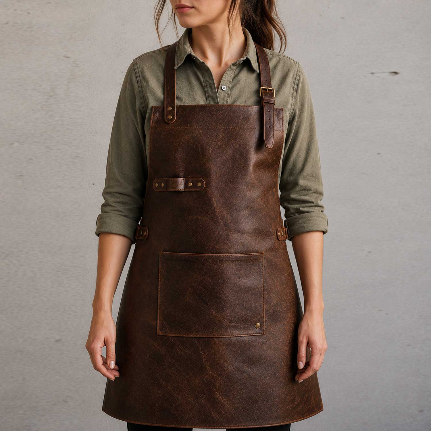 Handcrafted Classic Leather Apron | Genuine Full-Grain Cow Leather