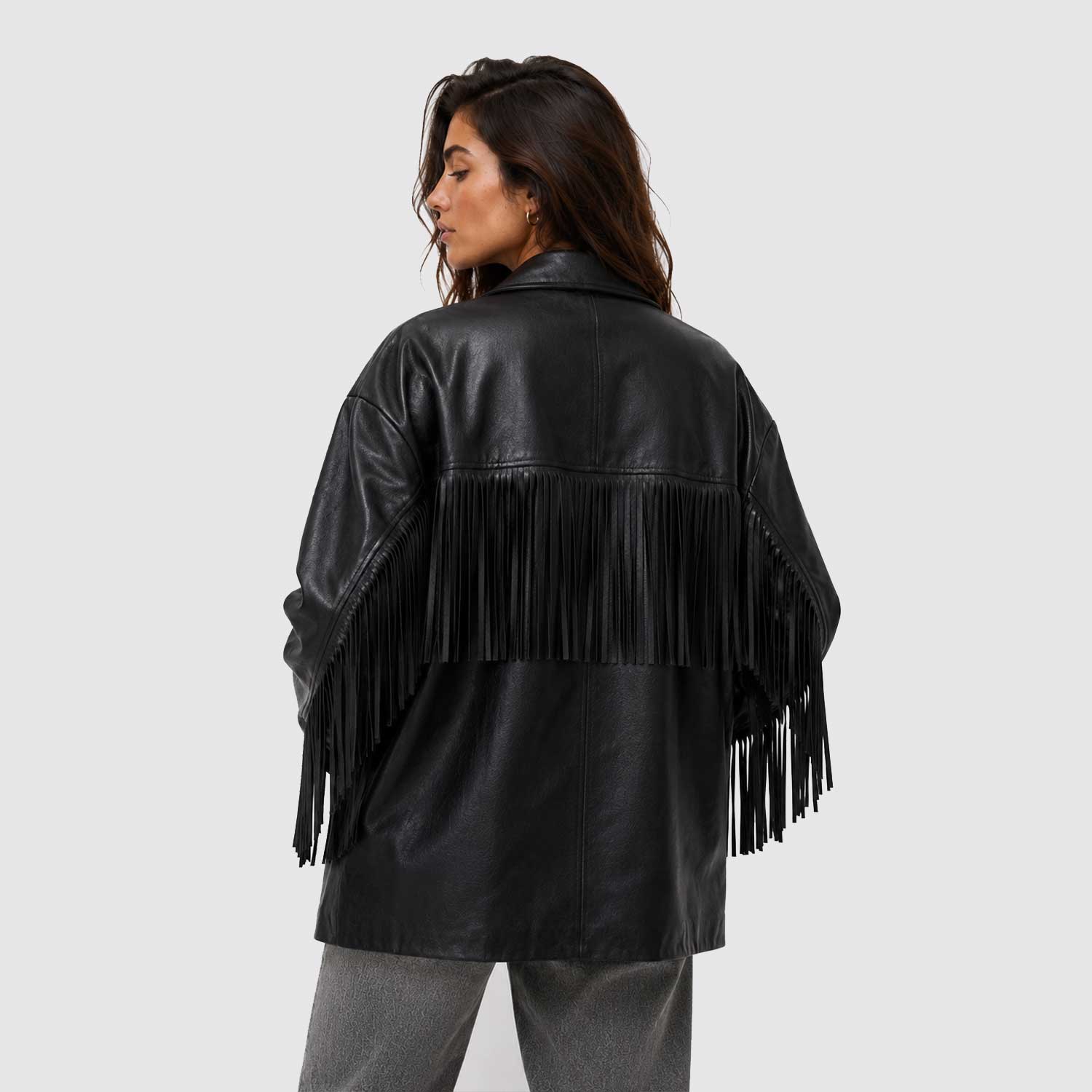 Women's Black Full Grain Leather Fringe Jacket
Luxury Women's Leather Fringe Jacket
Handmade Black Leather Fringe Jacket
Premium Full Grain Leather Fringe Jacket
Women's Oversized Leather Fringe Jacket
Western Style Leather Fringe Jacket
Boho Leather Fringe Jacket for Women
Black Leather Fringe Blazer
Leather Fringe Jacket Close Up
Premium Leather Fringe Detail
Leather Fringe Shoulder Detail
Full Grain Leather Texture