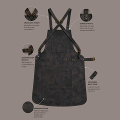 Cross Back Leather Apron | Leather Apron | Full Grain Leather Apron | Genuine Leather Apron | Black Leather Apron | Handmade Leather Apron | Work Apron | Workshop Apron | Craftsman Apron | Woodworking Apron | BBQ Leather Apron | Grilling Apron | Blacksmith Apron | Chef Leather Apron | Barista Leather Apron | Pottery Apron | Ceramics Apron | Gardening Apron | Adjustable Leather Apron | Heavy Duty Leather Apron | Professional Leather Apron | Leather Shop Apron | Leather Welding Apron | Leather Cooking Apron |