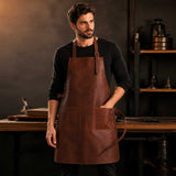 Handmade Genuine Cow Leather Apron with Adjustable Straps