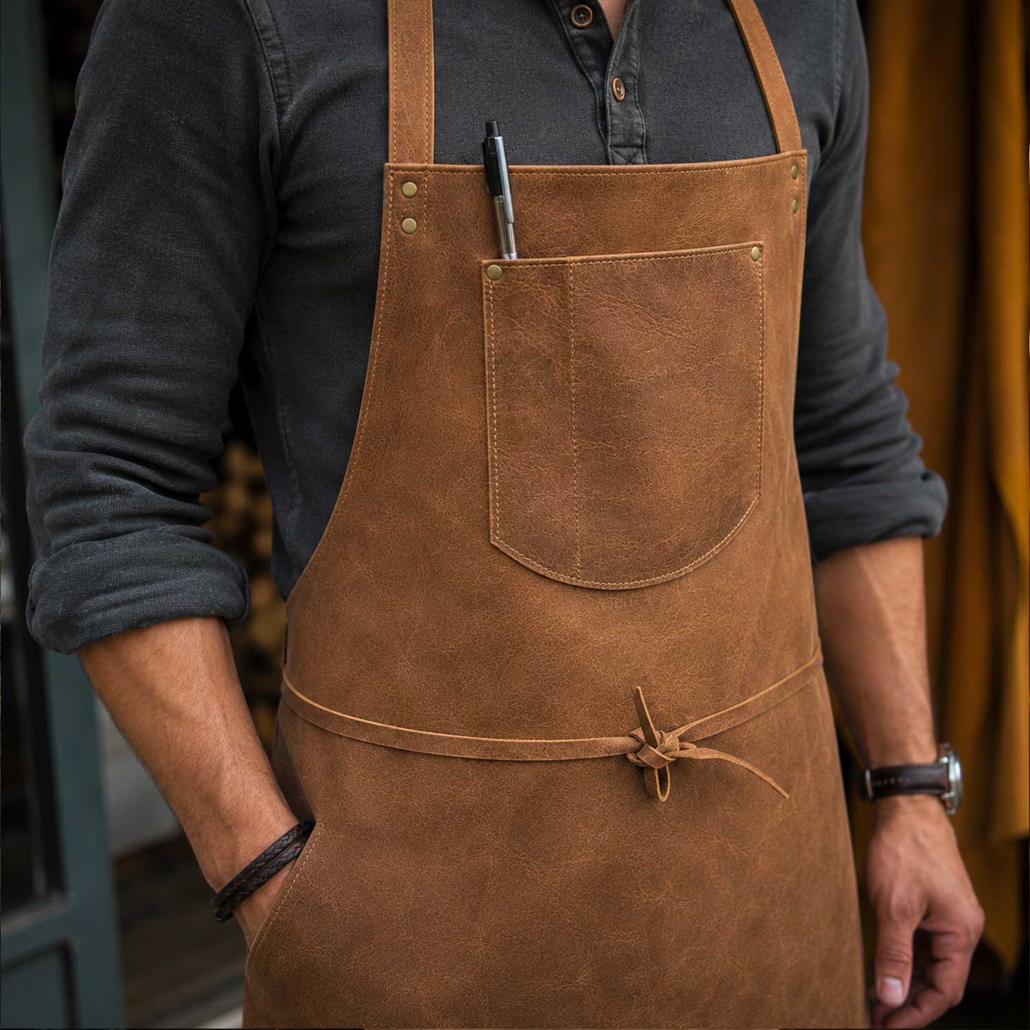 Handmade Leather Apron Neck Strap for BBQ