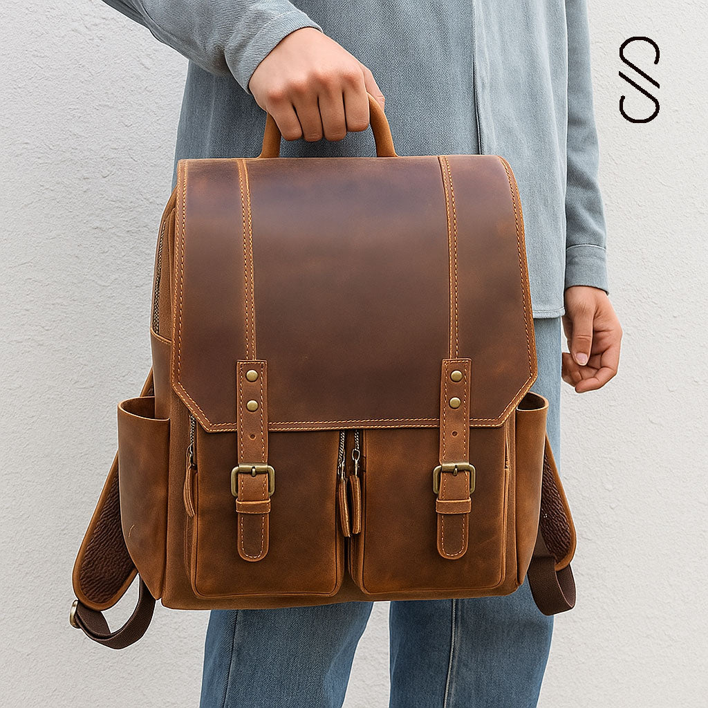 Leather Backpack | Handmade Full-Grain Vintage Backpack for Men & Women – Saltco Leather