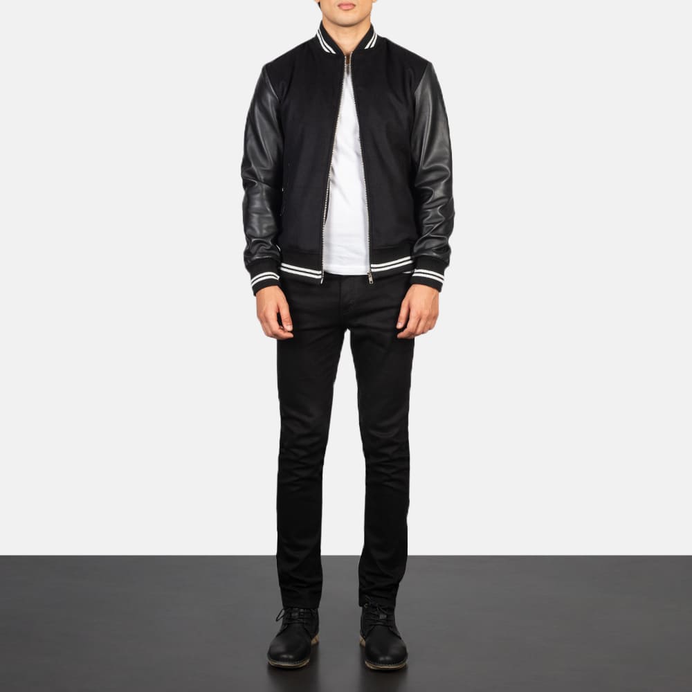 Harrison Men's Black Hybrid Varsity Jacket