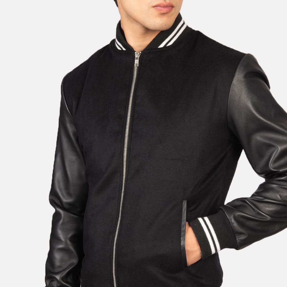 Harrison Men's Black Hybrid Varsity Jacket