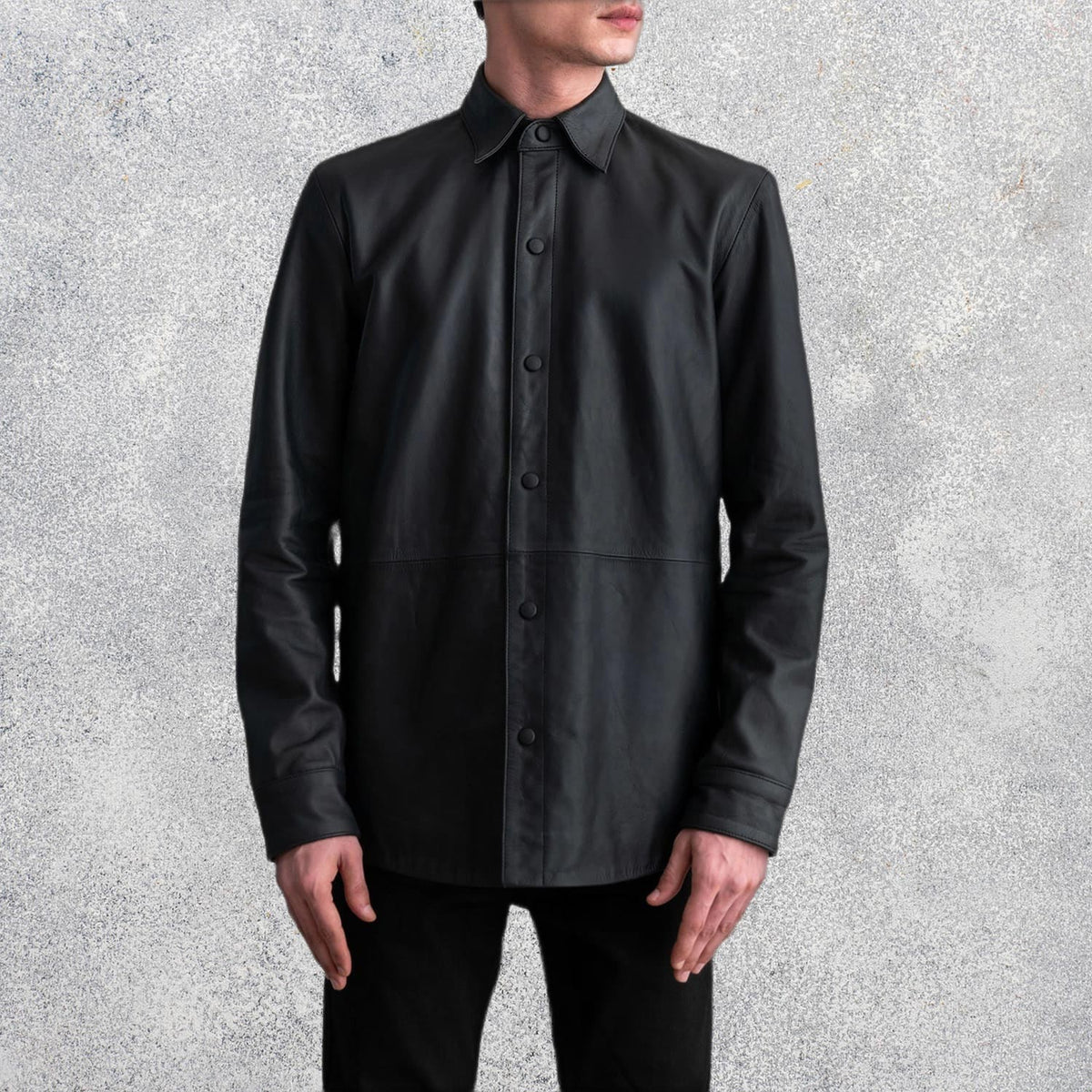 Haven Noir Men's Matte Black Leather Shirt
