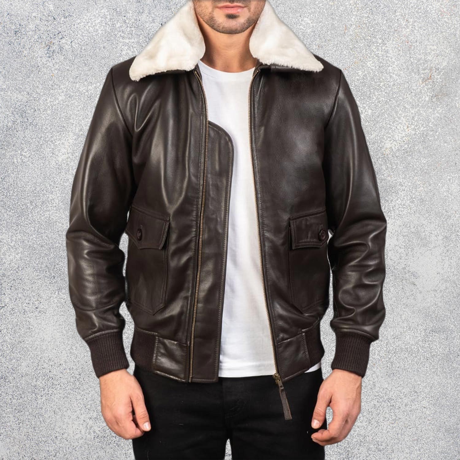 Hawken-G-1-Brown-Mens-Sheepskin-Leather-Bomber-Jacket