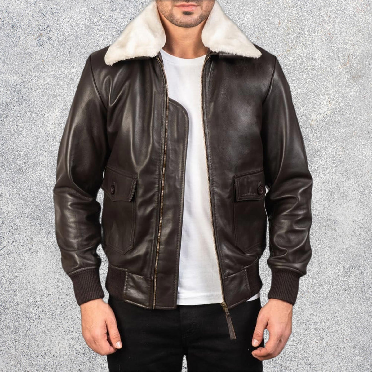 Hawken-G-1-Brown-Mens-Sheepskin-Leather-Bomber-Jacket