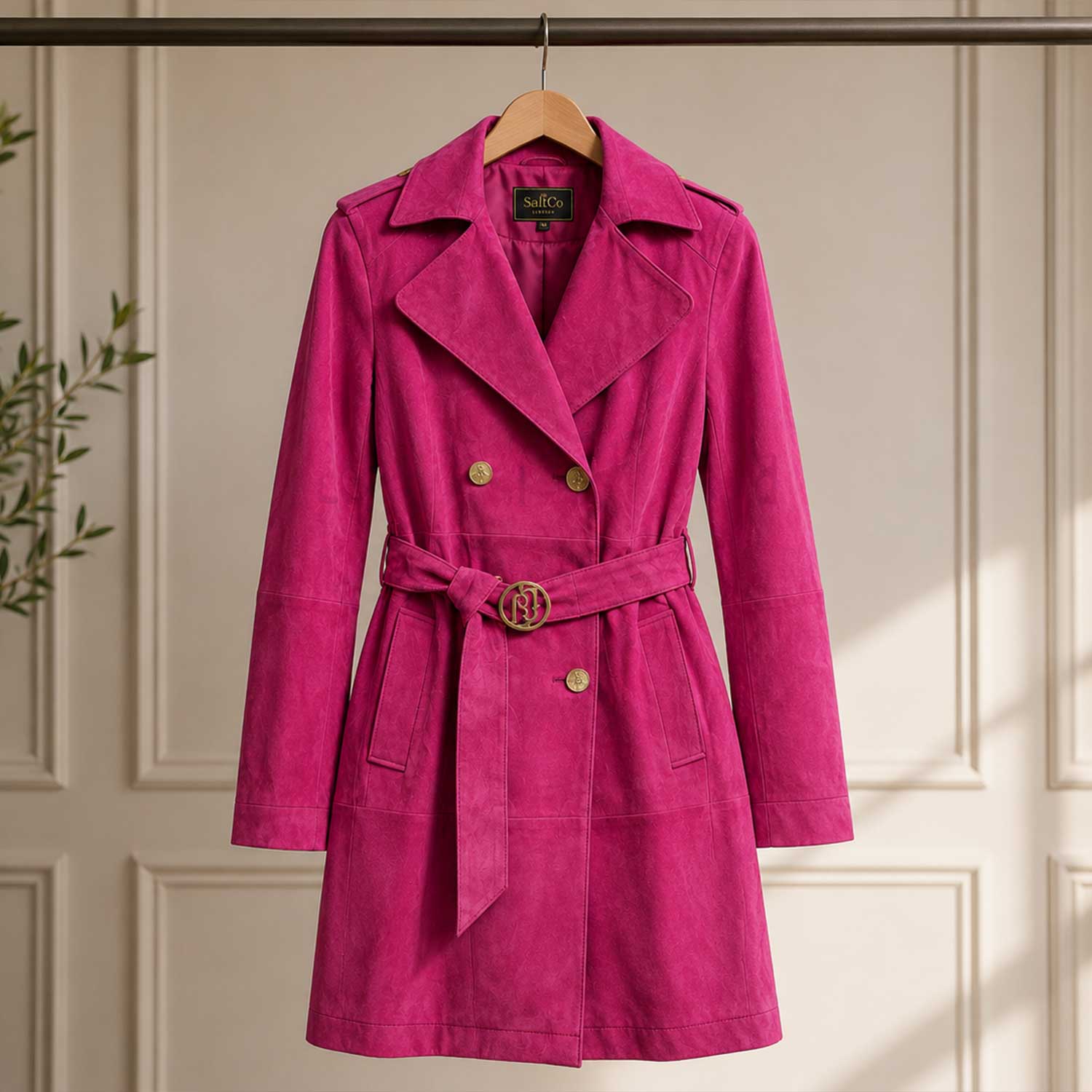 Rosamere Hot Pink Suede Leather Pea Coat
Women’s Hot Pink Genuine Suede Leather Coat
Rosamere Genuine Suede Leather Coat Front View
Hot Pink Women’s Suede Leather Winter Coat
Rosamere Suede Leather Pea Coat Back View
Hot Pink Suede Leather Coat Side View
Women’s Pink Genuine Suede Coat Fashion Look
Rosamere Leather Coat Adjustable Waist Belt
Hot Pink Suede Coat Notch Lapel Detail
Rosamere Suede Leather Front Button Detail
Genuine Suede Leather Coat Sleeve Detail
Rosamere Hot Pink Leather Coat Pocket Detail
