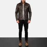 Hudson Trail Brown Leather Biker Jacket