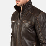 Hudson Trail Brown Leather Biker Jacket