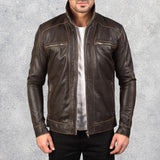 Hudson Trail Brown Leather Biker Jacket