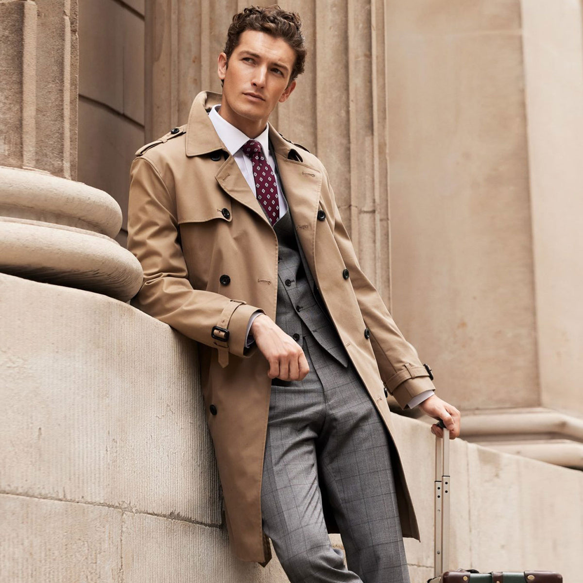Humphrey Bogart-Inspired Men's Leather Trench Coat SaltCo Leather Humphrey Bogart-Inspired Men's Leather Trench Coat SaltCo Leather