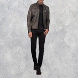Ionic Distressed Brown Leather Motorcycle Jacket