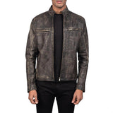 Ionic Distressed Brown Leather Motorcycle Jacket