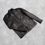 Ionic Distressed Brown Leather Motorcycle Jacket