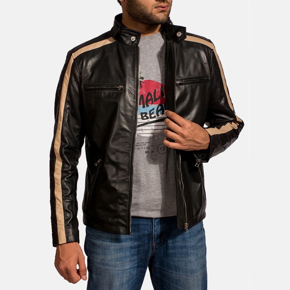 Maverick Black Men's Leather Biker Jacket