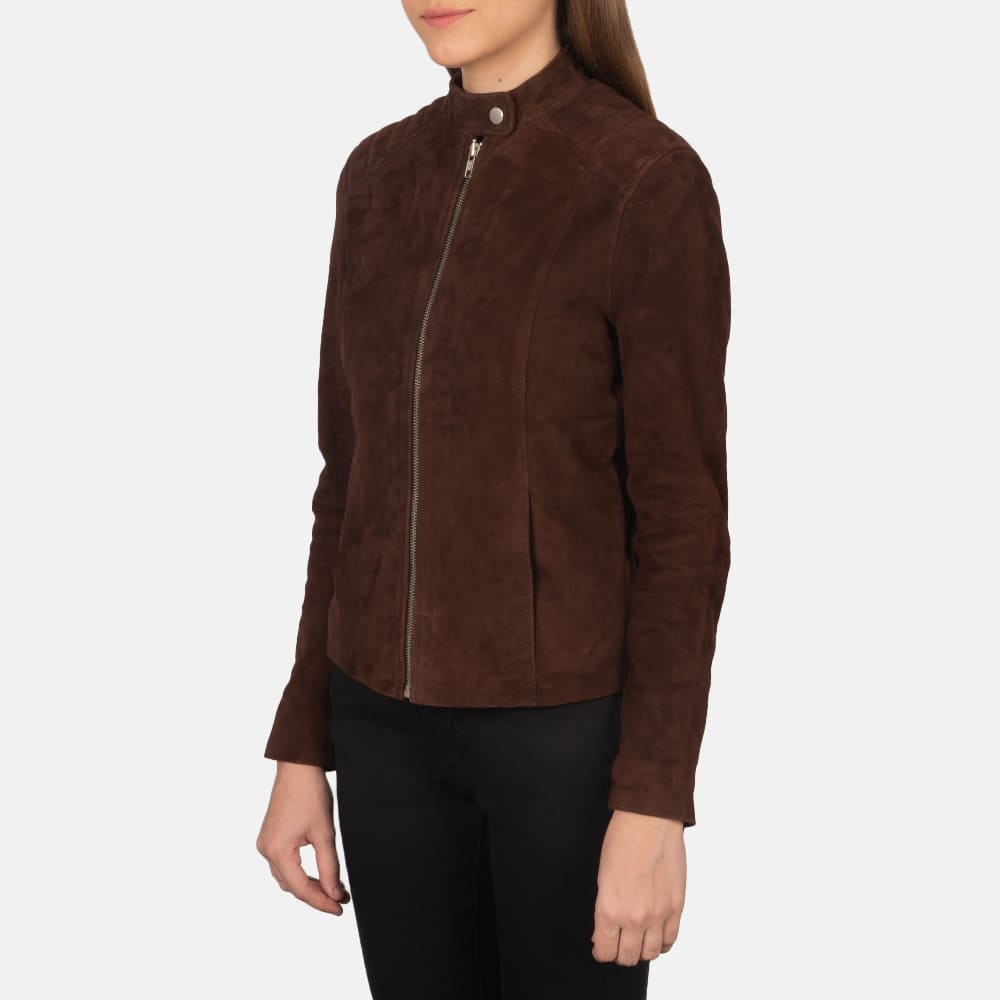 Aubrey Mocha Suede Biker Jacket for Women