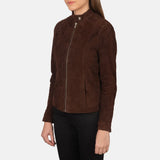 Aubrey Mocha Suede Biker Jacket for Women