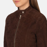 Aubrey Mocha Suede Biker Jacket for Women