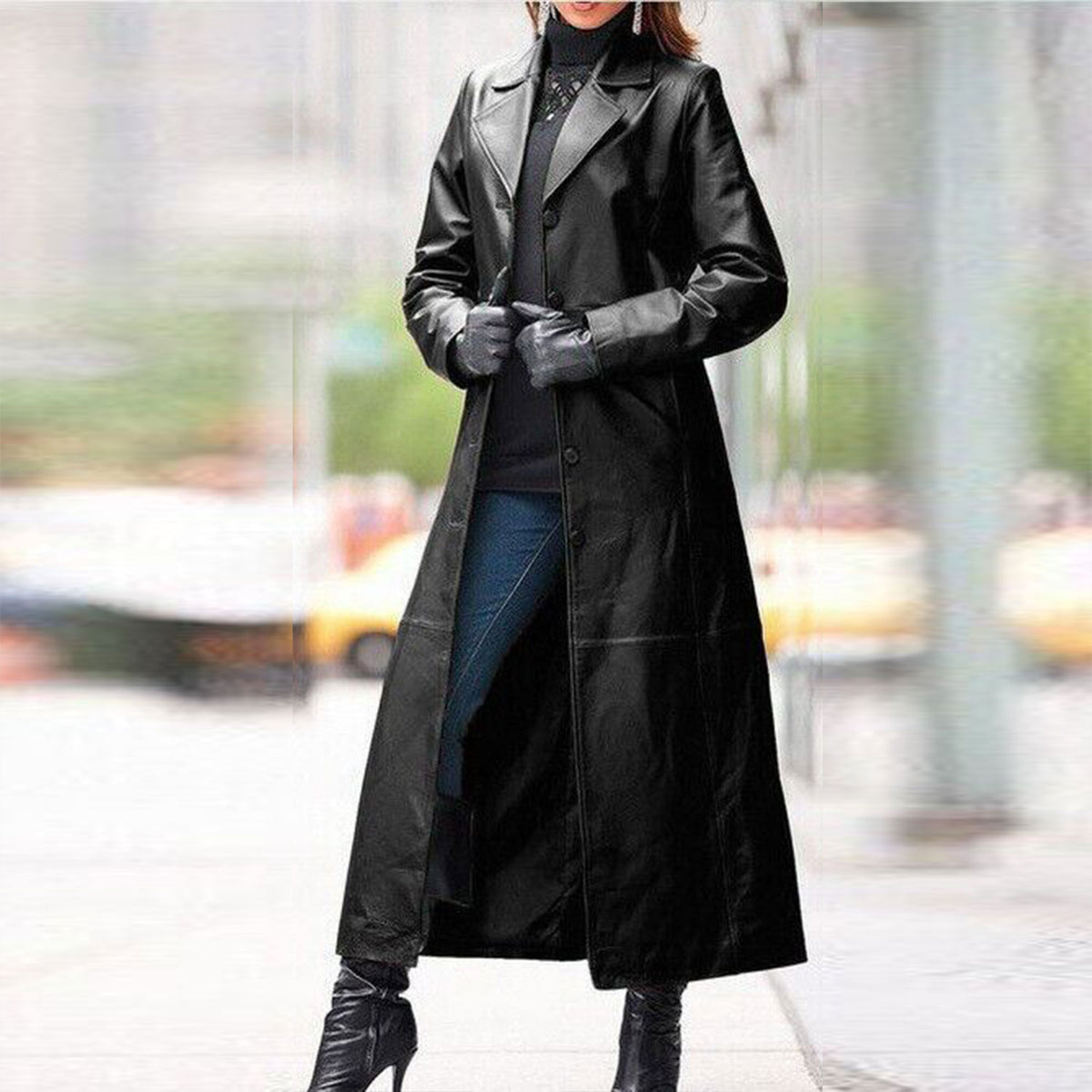 Kendall Black Pure Leather Trench Coat – Inspired by Kendall Jenner
