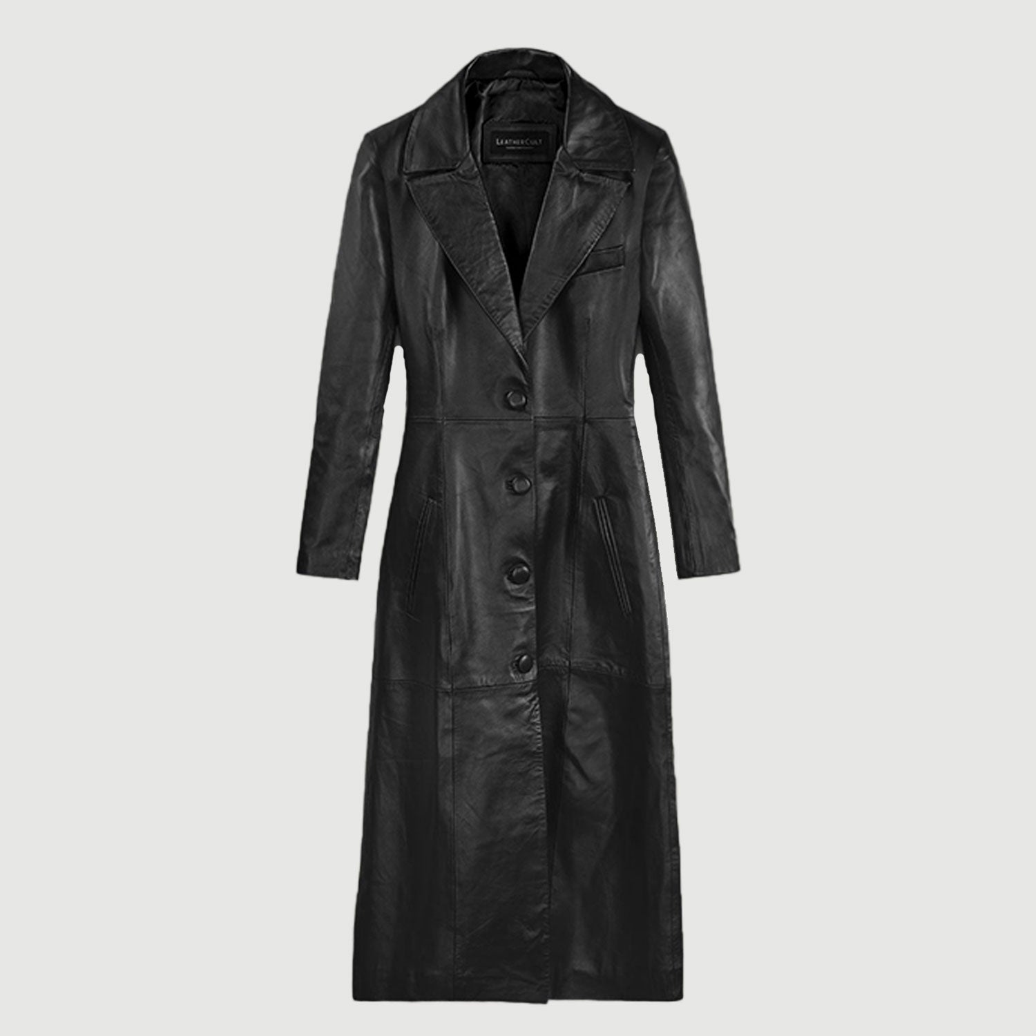 Kendall Black Pure Leather Trench Coat – Inspired by Kendall Jenner