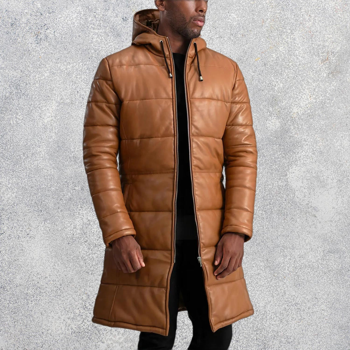 Kian Tan Hooded Leather Puffer Coat for Men