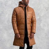 Kian Tan Hooded Leather Puffer Coat for Men