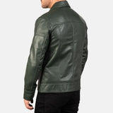 Larsen Green Leather Biker Jacket