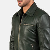Larsen Green Leather Biker Jacket