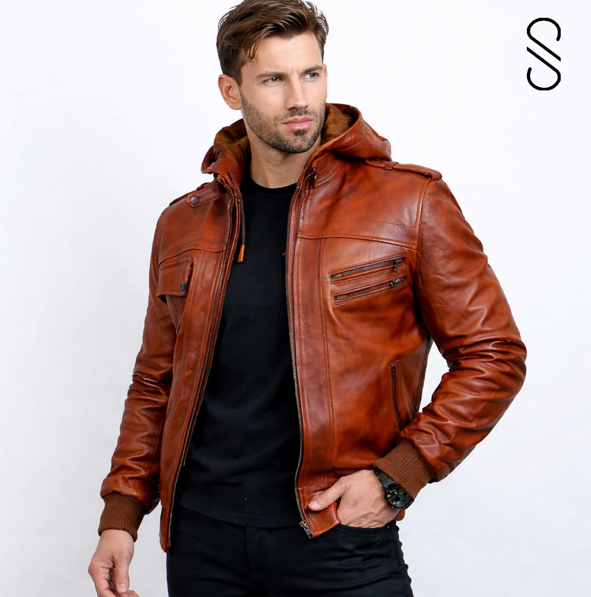 leather bomber jacket