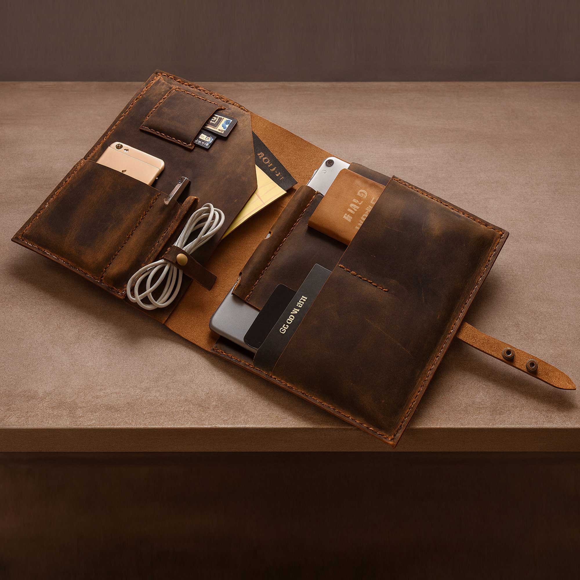 leather travel portfolio