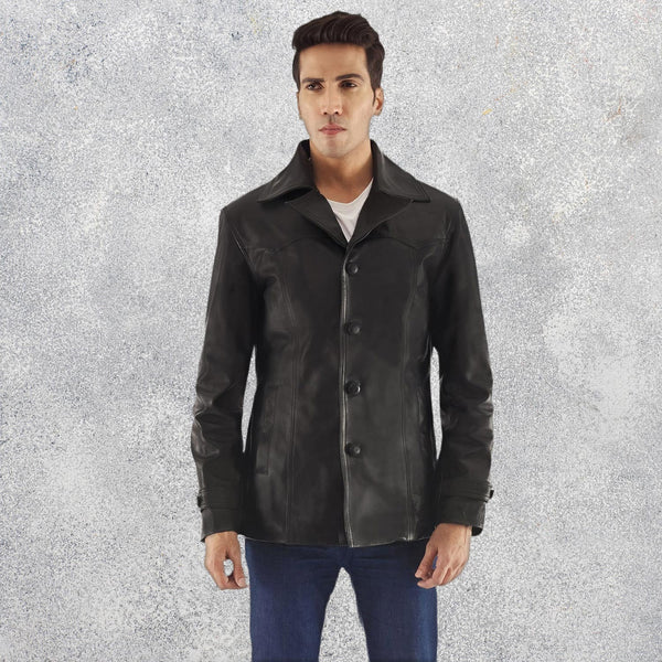 Lemont Black Leather Coat