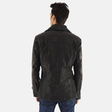 Lemont Black Leather Coat