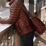 SaltCo Light Brown Leather Down Jacket