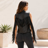 Luxury Black Fringe Leather Vest