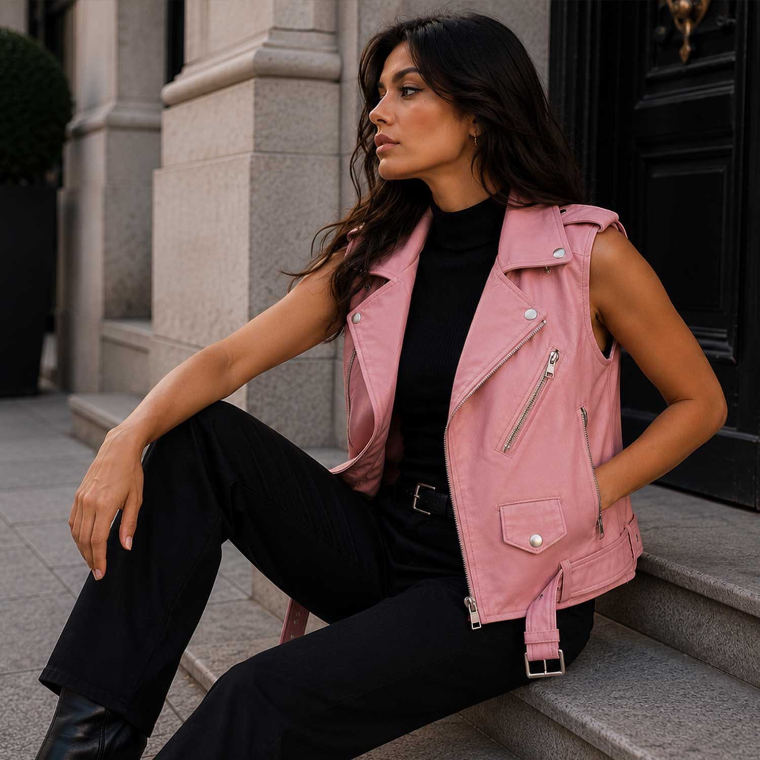 Pink Vest
Moto Vest
Biker Vest
Lambskin
Full Grain
Leather Vest
Cropped Vest
Sleeveless
Pink Leather
Womens Vest
Moto Style
Handmade
YKK Zipper
Streetwear
Casual Wear
Luxury Vest
Fashion Vest
Gift Women
SaltCo
Leather