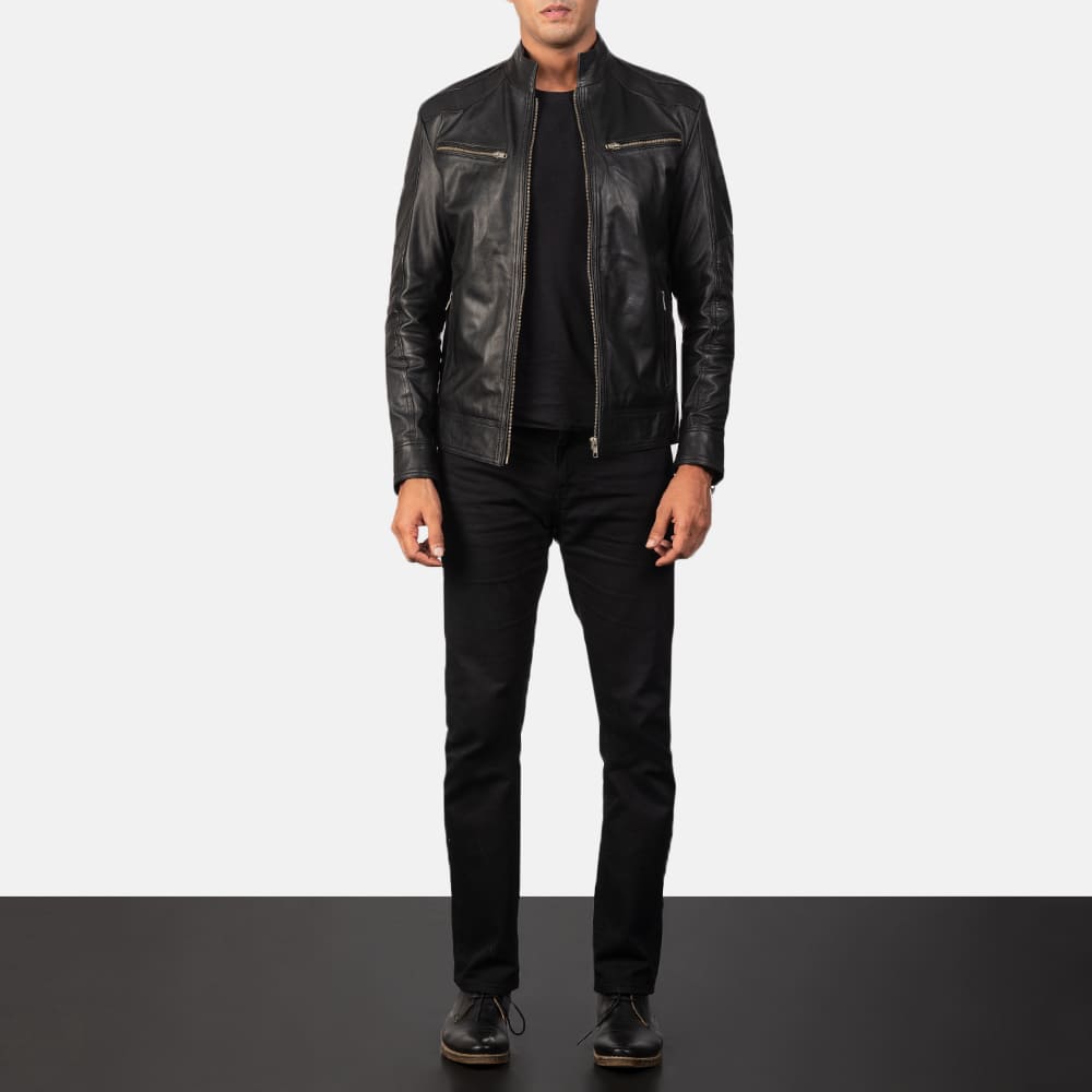 Malone Black Leather Biker Jacket