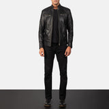 Malone Black Leather Biker Jacket