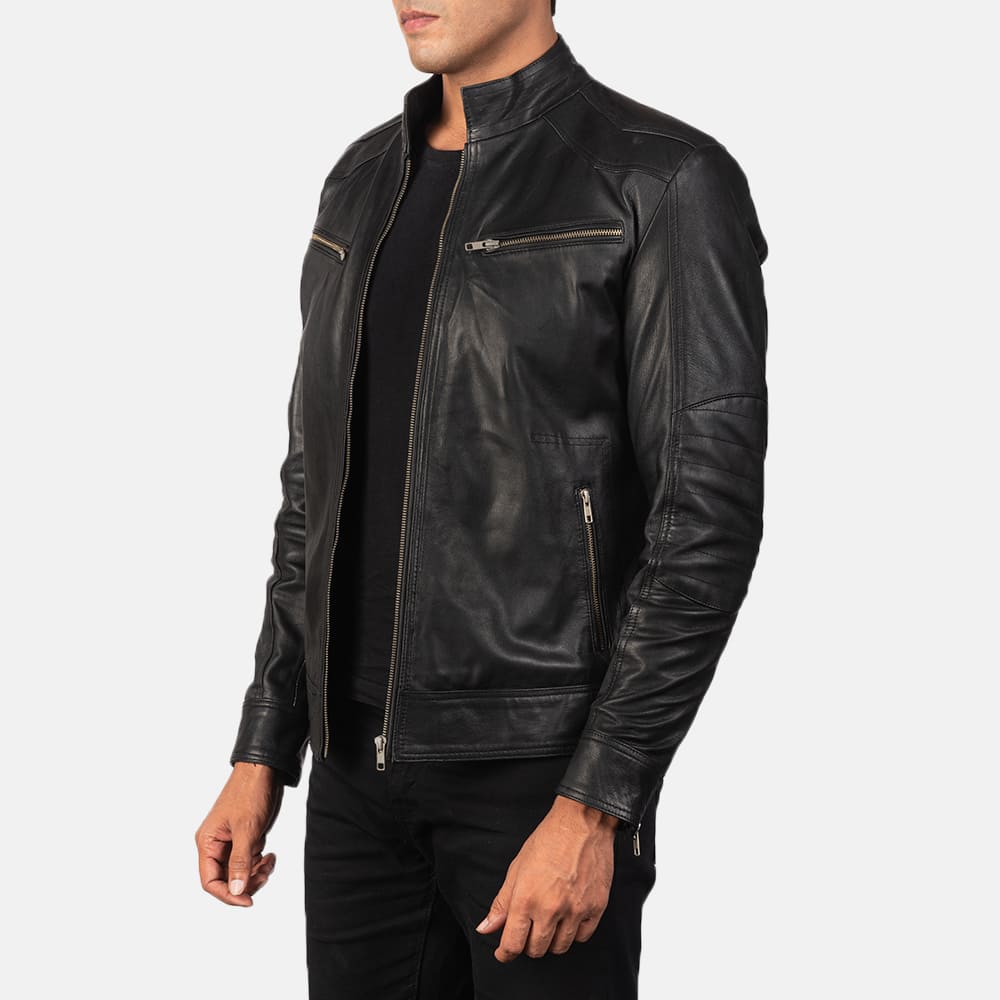 Malone Black Leather Biker Jacket